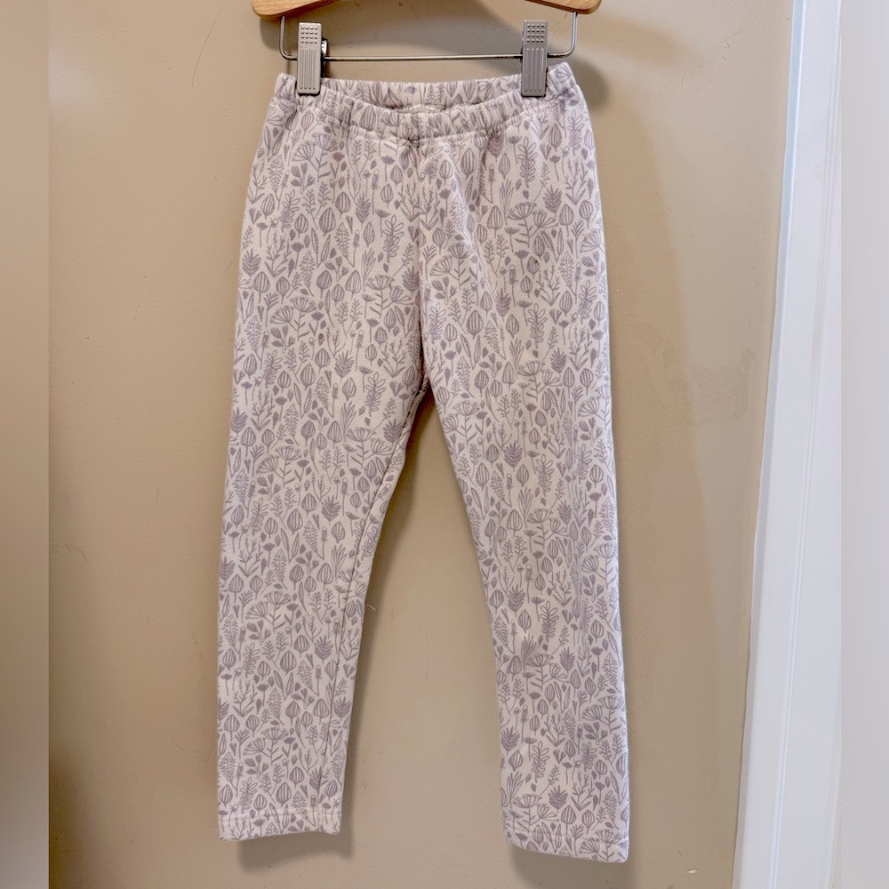 Uniqlo Kids Leggings with Leafy Pattern - Gray and beige